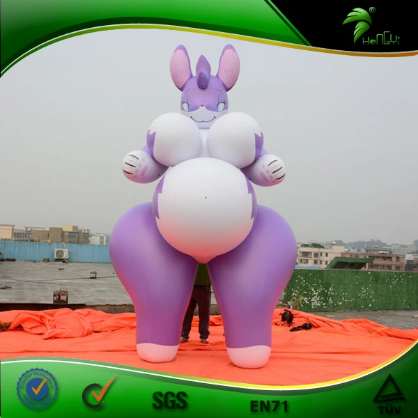 Colorful Design Inflatable Standing Big Boobs Fox Inflatable Hongyi Sex Animal Cartoon Toy with SPH