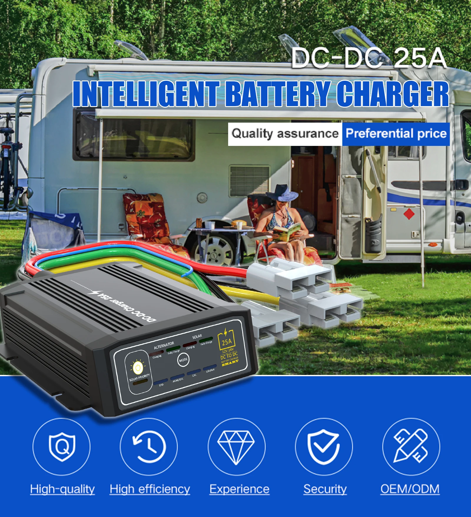 Factory Price 25a Dc To Dc Charger Truck Boat Lifepo4 Battery Dc