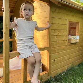 European American Style Princess Children's Summer Clothes Set Home Clothes Girls Cotton Silk Vest Suit Boys Comfortable Pajamas