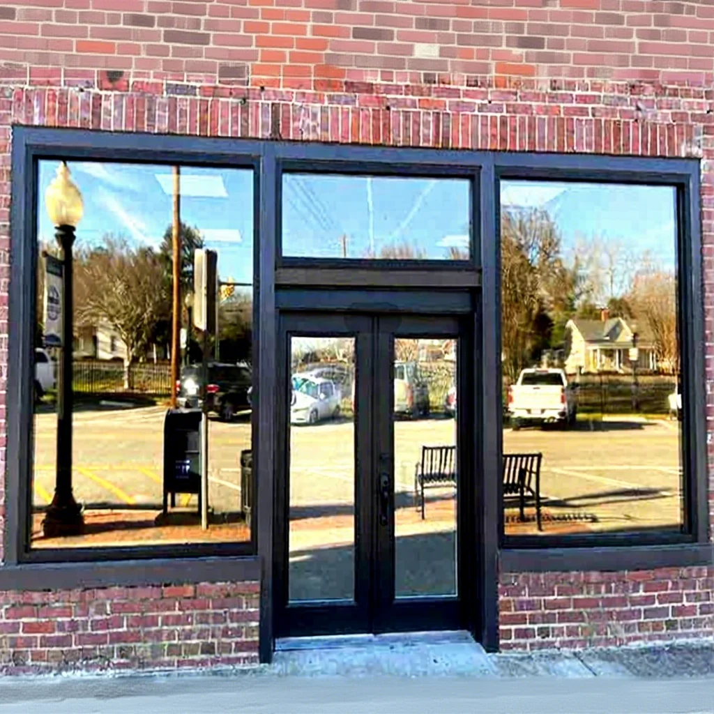 USA Shopfront Storefront Customized Commercial Aluminium Fix Picture Window with Tinted Mirror Glass for Shopfront