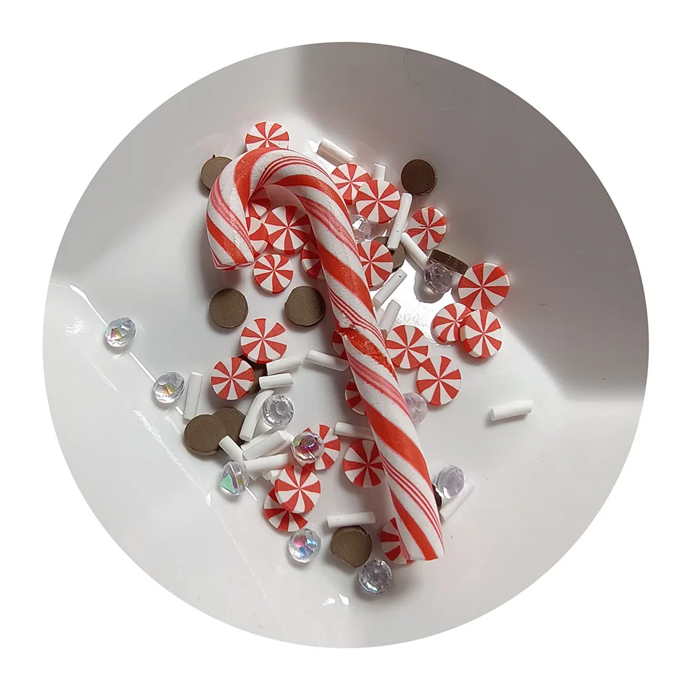 Simulation Candy Cane Slime Charms Cute Set Resin Charms Mixed Assorted Candy Sweets Resin for Diy Slime and Craft Making 1 Bag
