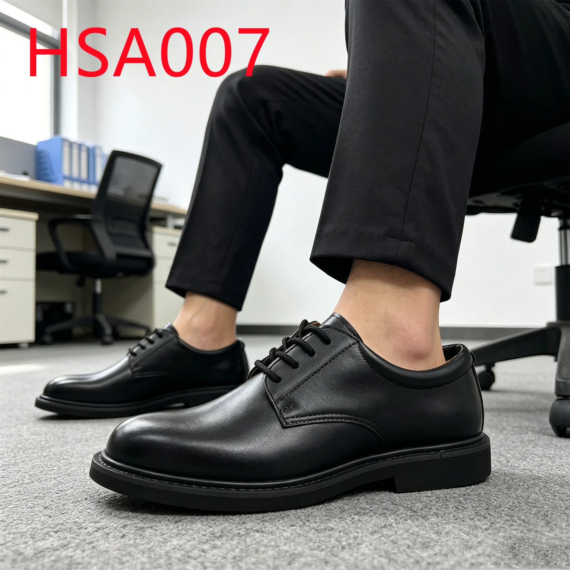 HY, Geschäftsetikette – Schnürstil, Businessschuhe aus vollständigem Echtleder, geruchsfrei, faltenfrei, schwarze Uniformschuhe, Modell HSA007