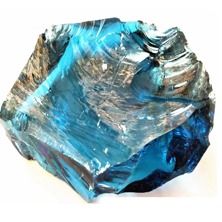 Home Decoration Garden Landscaping Ocean Blue Slag Glass Rocks for Gabion