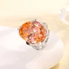 Anillo papalacha con corte de nido de pájaro de platino de tamaño abierto