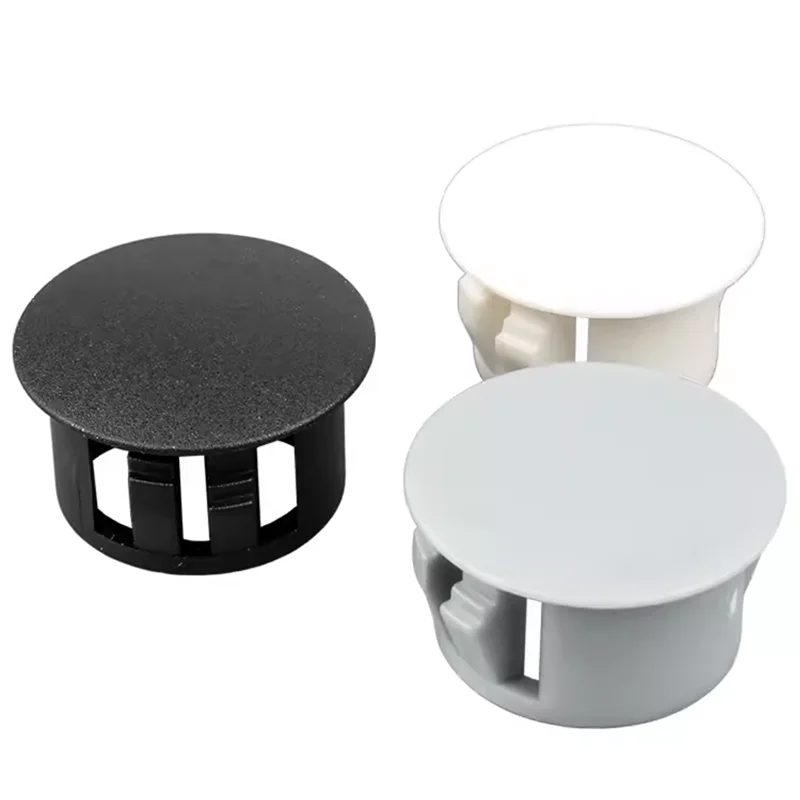 Baomain 50-Pack Black Plastic Hole Plugs - 7/8 Inch Snap-in Panel Covers For Furniture & Automotive