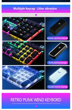 AULA F2088/F2058 Mechanical Gaming Keyboard Detachable wrist rest  Multimedia Knob, 104 Keys Anti-ghosting Marco Programming metal panel LED  Backlit keyboard for PC Gamer (Punk keycap) 