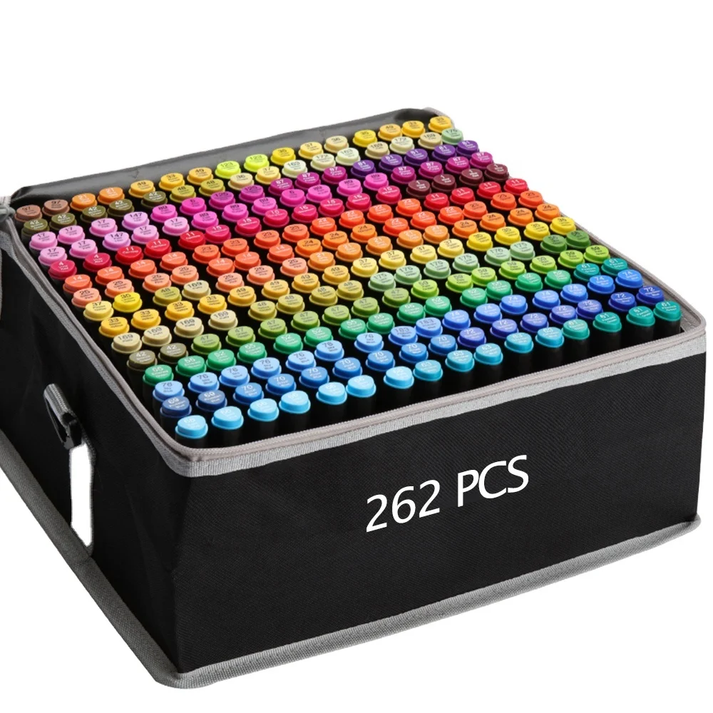 30/40/60/80/168/262 цветов маркеры манга для рисования 168 двойной кисти спиртовой фетр художественные школьные принадлежности Набор