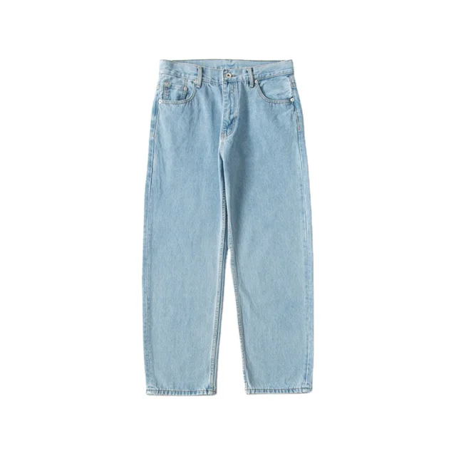 Custom European Loose Fit Blank Wash Jeans Male Female Wide Leg Denim Pants Mid Waist Straight men s jeans