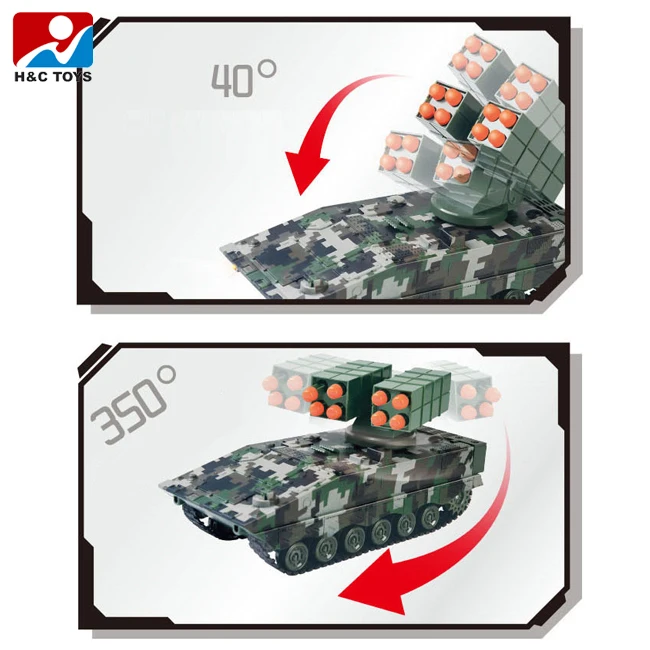 2.4Ghz Remote Control 11 Channels Missile Shooting RC Tank 360 Degree Rotate Outdoor Fun Toy