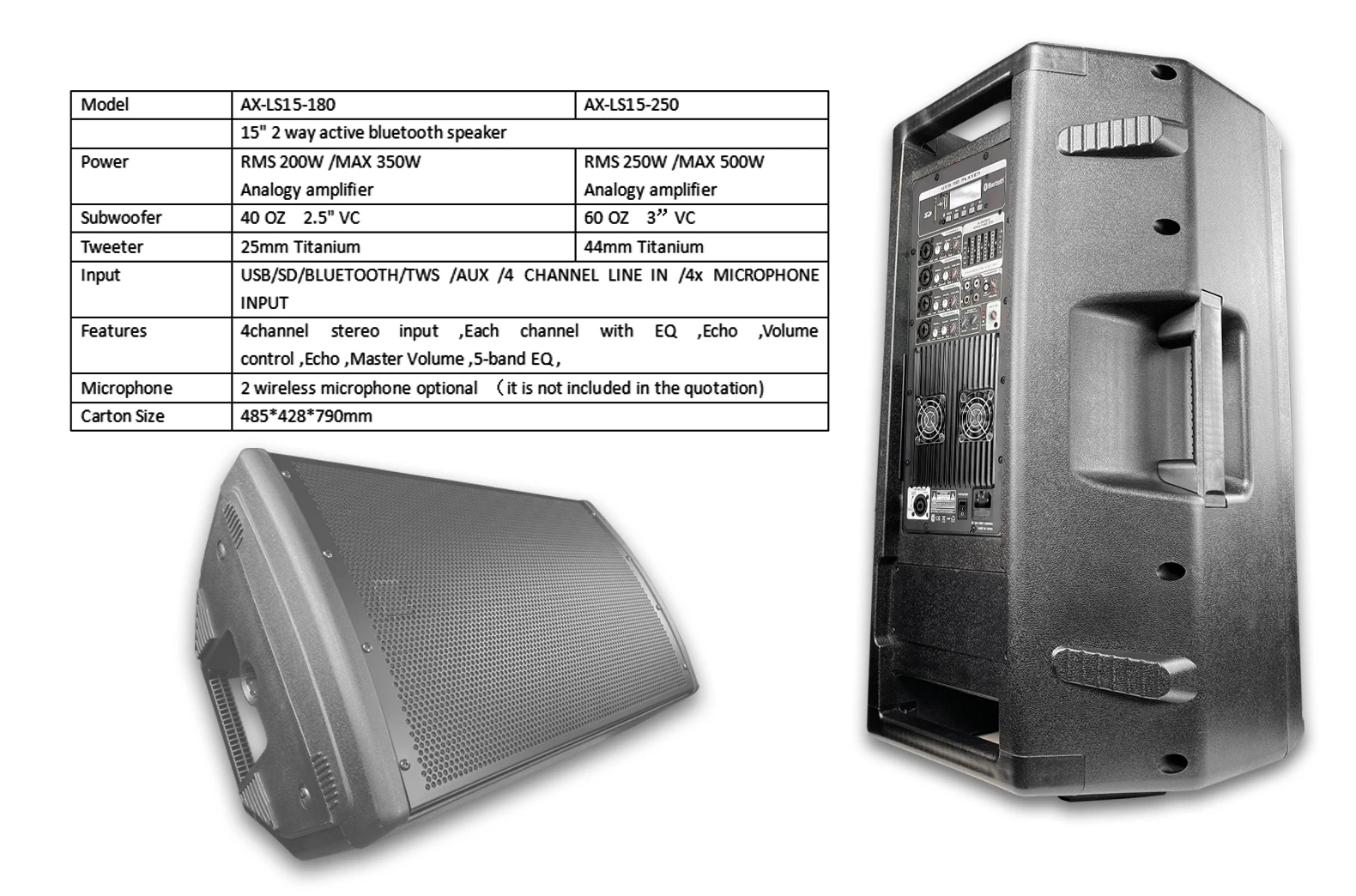 15" Pa Loud Speaker Box,Bt Wireless Speaker With Professional Amplifier