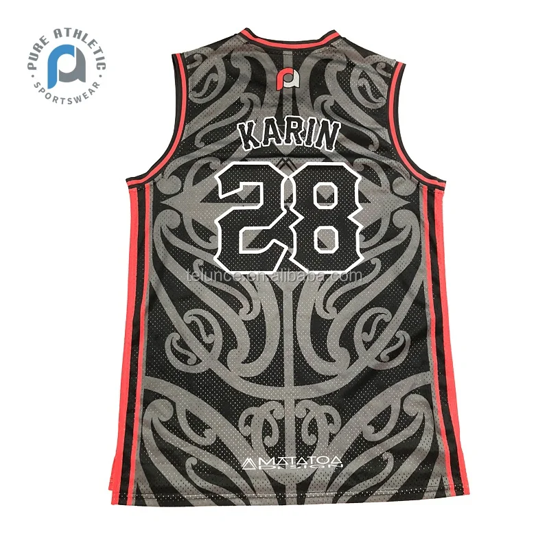 Pure Custom High Quality Uniform Maori Mens Tattoo Shirt Breathable Fabric  Sublimation European Swingmans Basketball Jersey Fiji