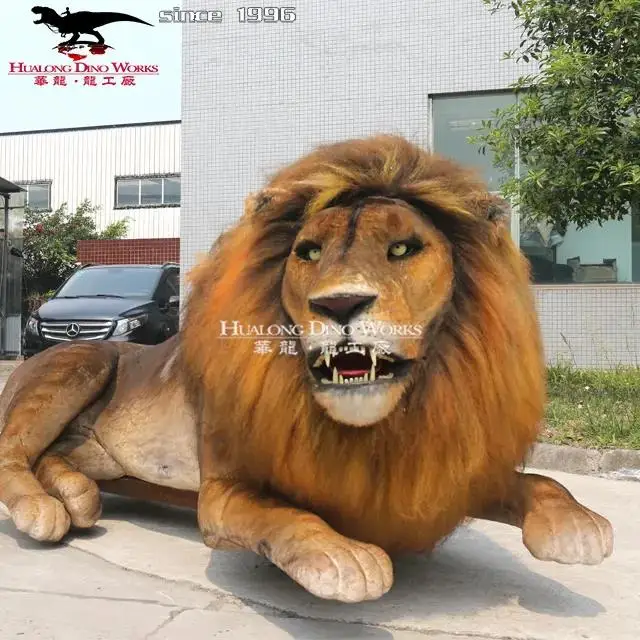 Realistic Artificial Lion Model Handmade Animatronic Museum Kids' Indoor Amusement Shopping Mall Park Ride Durable Metal