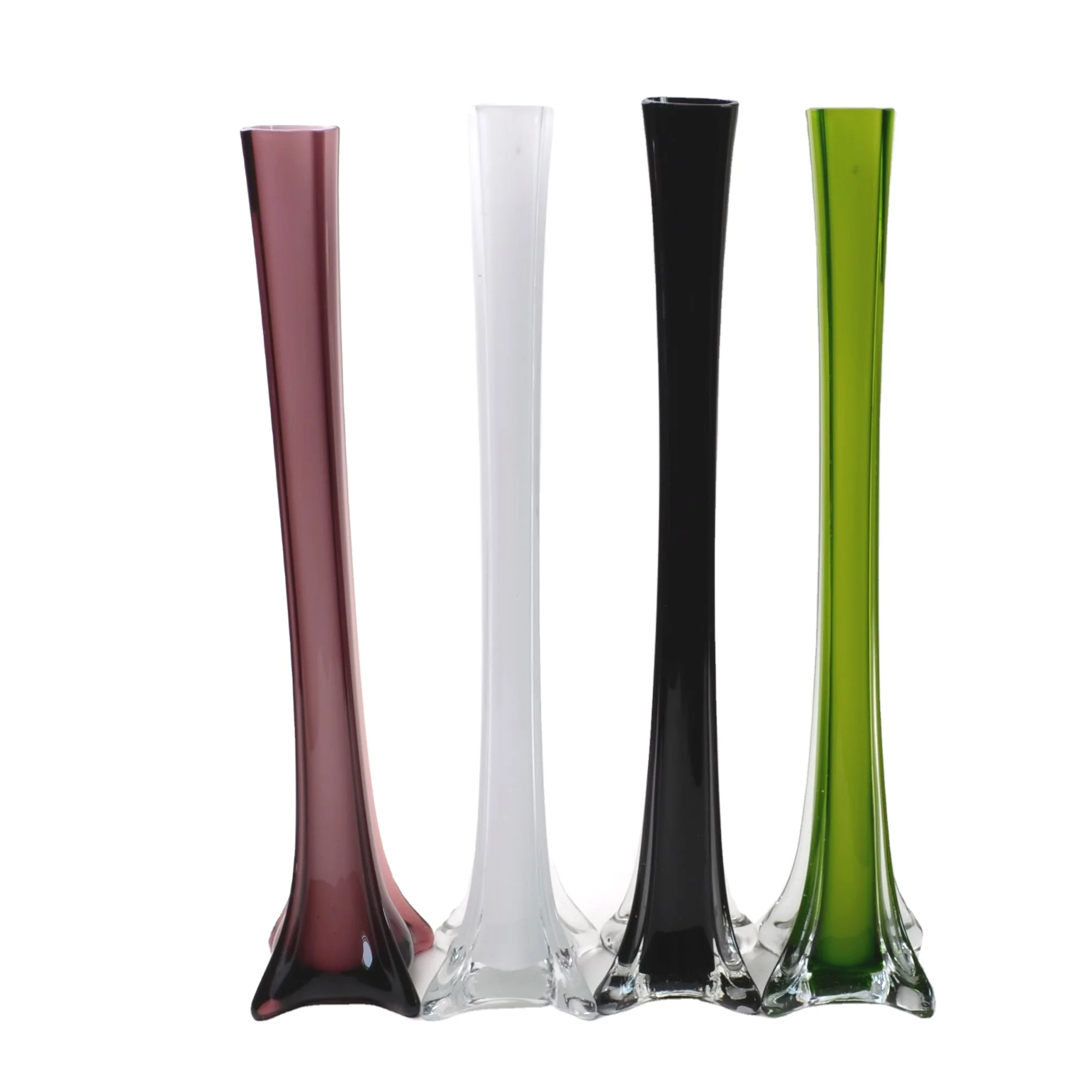 Aeofa Glass Flower Vase Colored eiffel Tower Shape Purple Color Glass Vase for Wedding Party eiffel Tower Vase