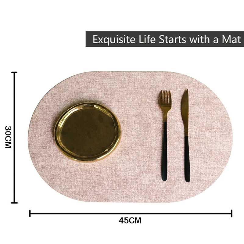 Oval Shape Faux Leather Place Mat Heat Resistant Non Slip Waterproof ...