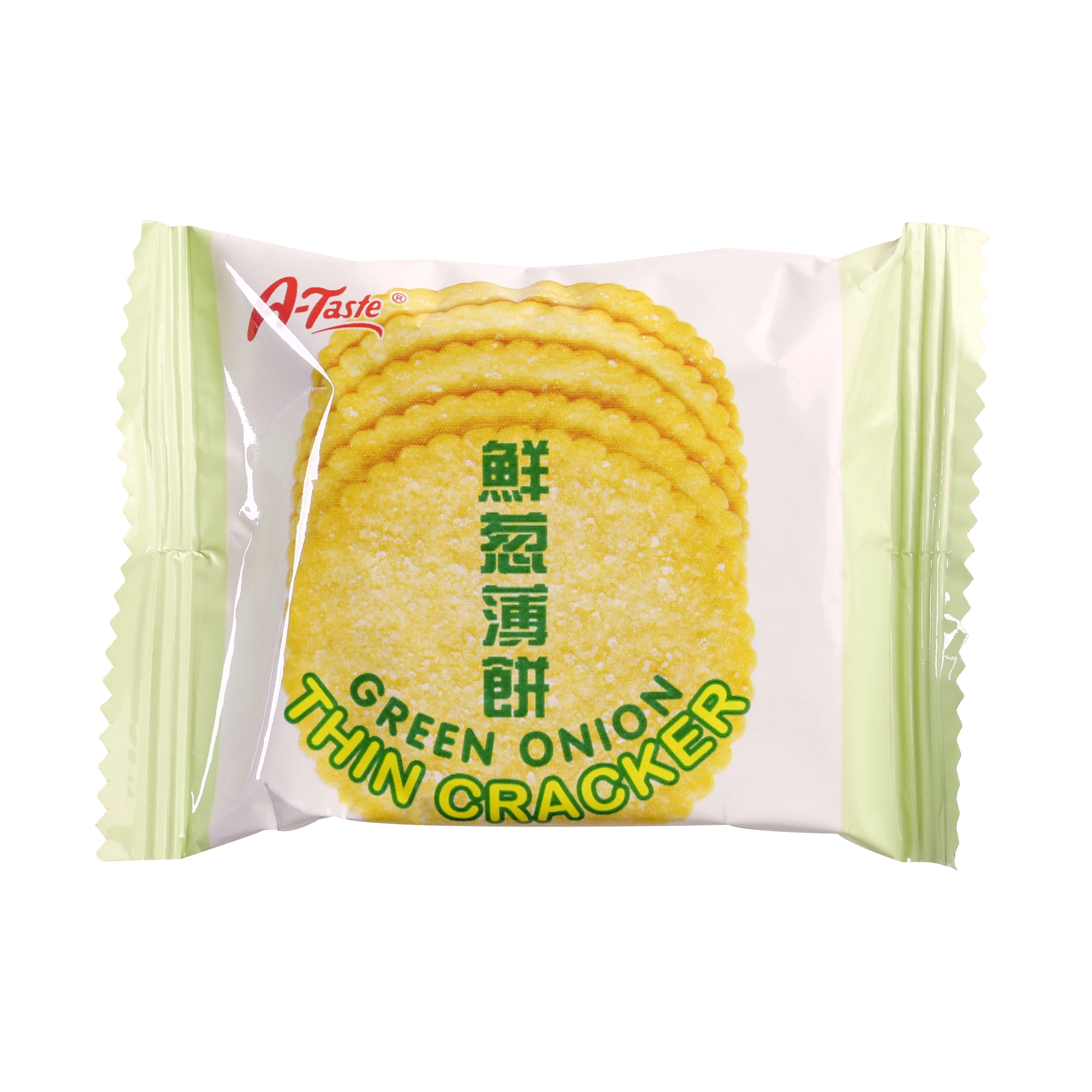 Customized Packaging Green Onion Thin Crackers Healthy Buckwheat Crackers Natural Puffed Wheat Soft Milk Cookie Bag Biscuits