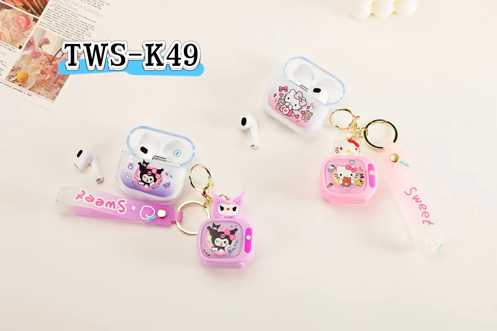 TWS-K49 Cute Student Cartoon Monster TWS Earbuds Wireless In-Ear ABS LED Battery Indicator