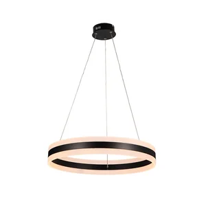 Contemporary Decorative Aluminum Art Deco Black Circle LED Acrylic Hanging Pendant Light