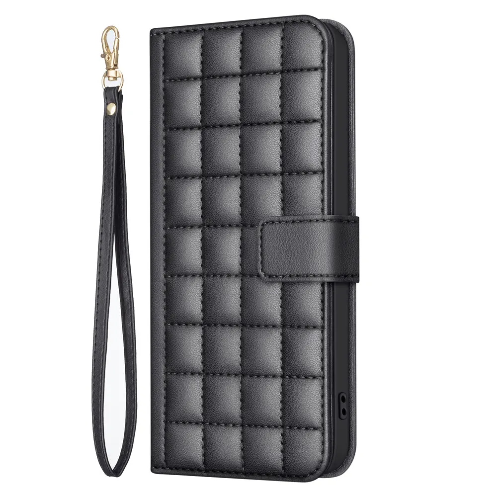 Checkered Pattern Pu Leather Mobile Case With Card Slot Holder Wallet Handbag Cover For Infinix Note 40 details