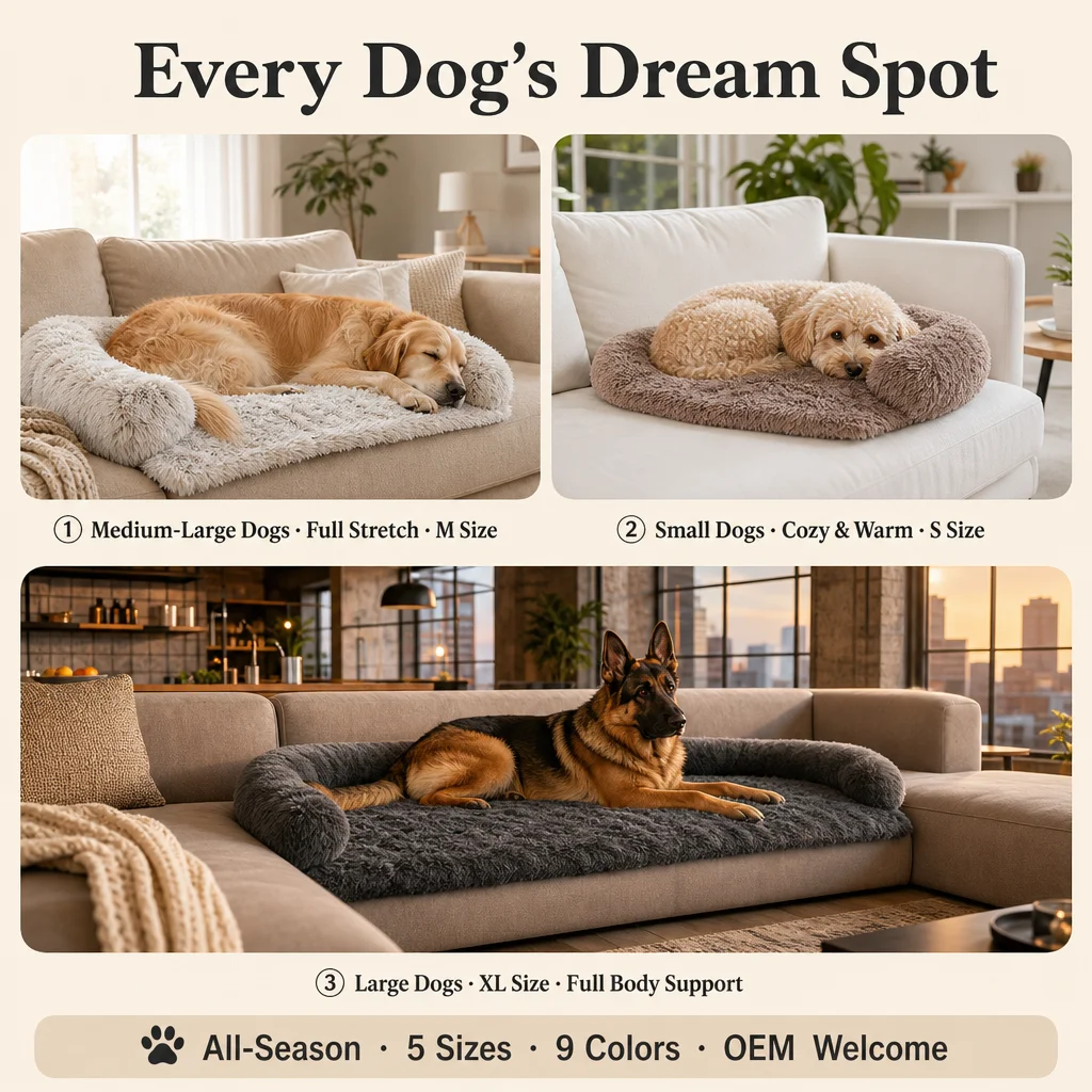Shaggy Faux Fur Dog Sofa Bed — Product details 5