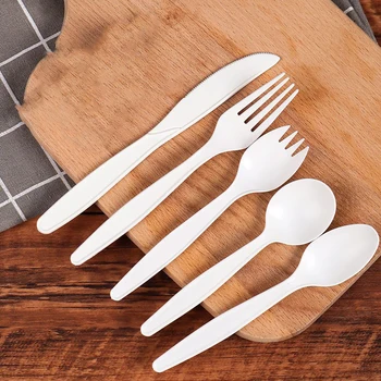 5 Inch 6" 7" Customize Pack Plastic Cutlery Set Disposable PP PS White Black Transparent Knife Fork Spoon