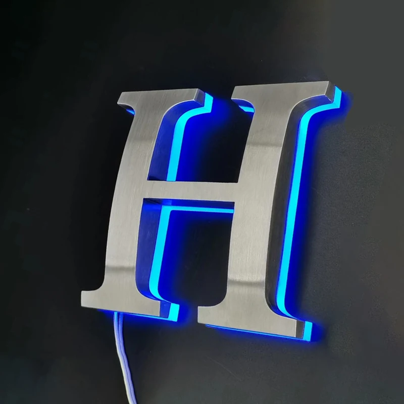 High quality customized 3D luminous characters stainless steel 3D LED backlit signage characters