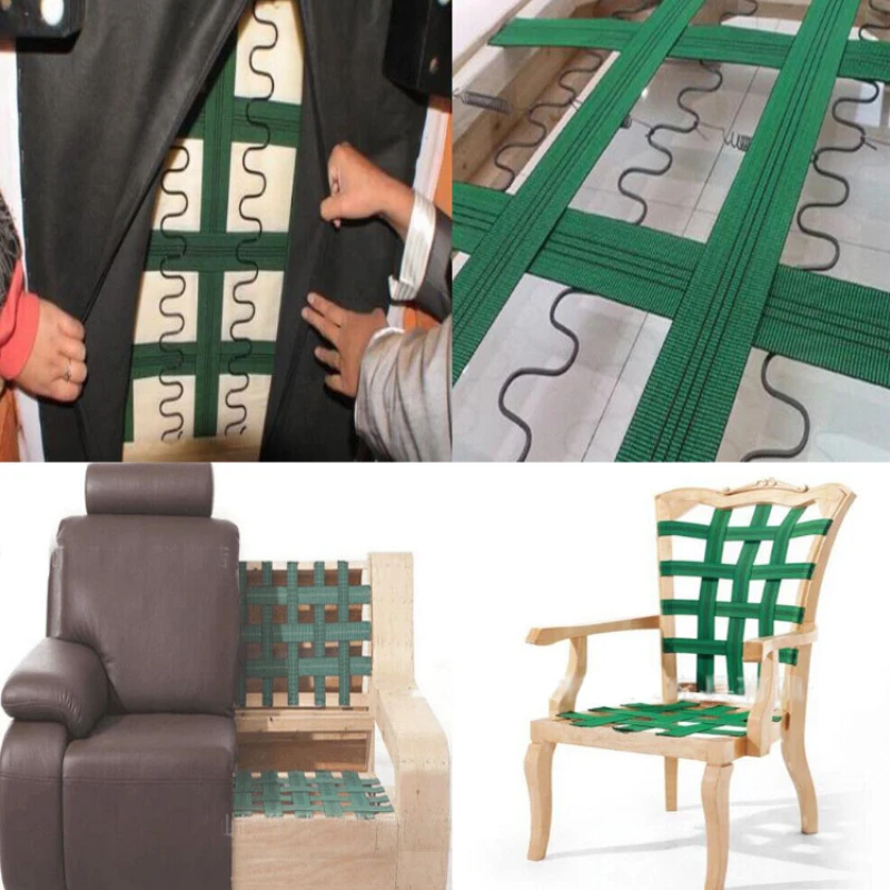 17.001 WELLTOP Custom 50m Furniture Webbing Green Color Sofa Webbing Upholstery Band Belts Elastic Webbing Tape