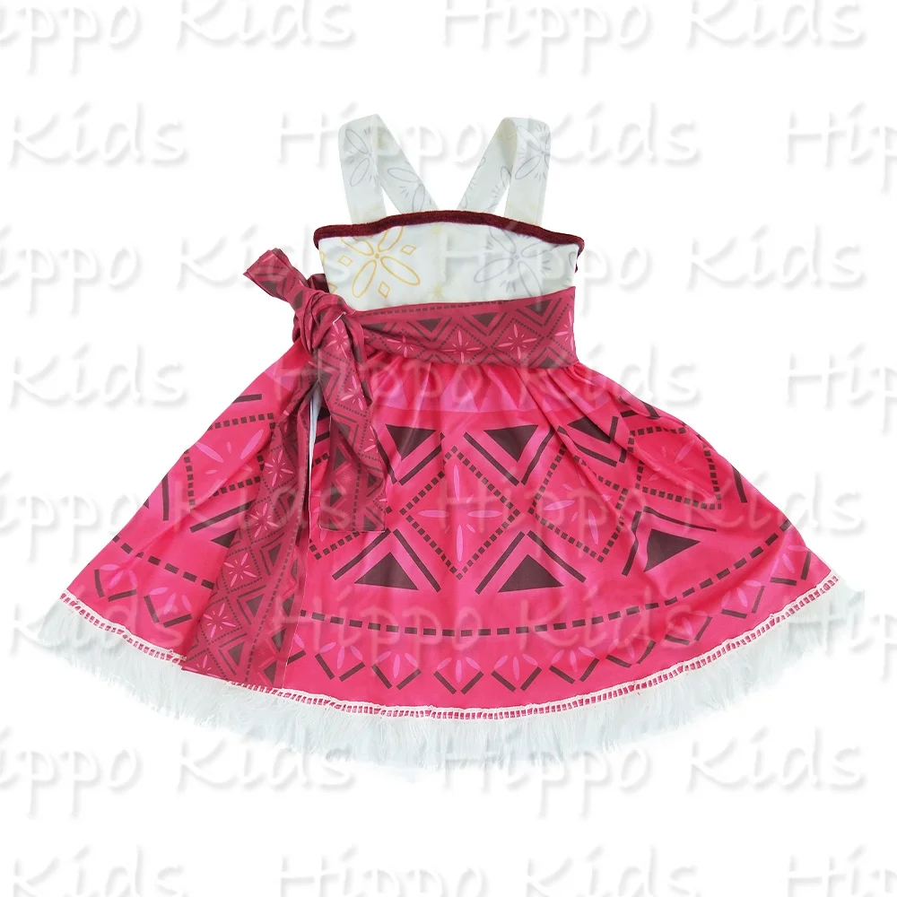 2024 Latest Moana Princess Cosplay Halloween Adventure Girls Dress Suits Beach Necklace Pocahontas Movie Kids Party Clothes