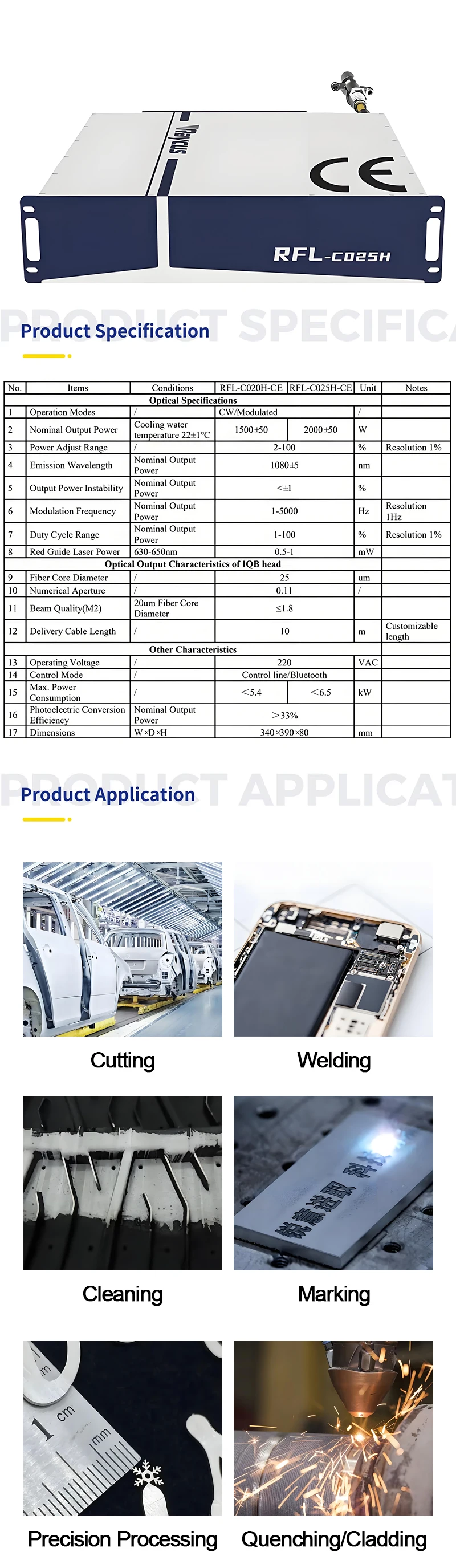 RFL-C025H-CE 2000W Global-Series CW Fiber Laser Source New Condition for Laser Handheld Welding Machine