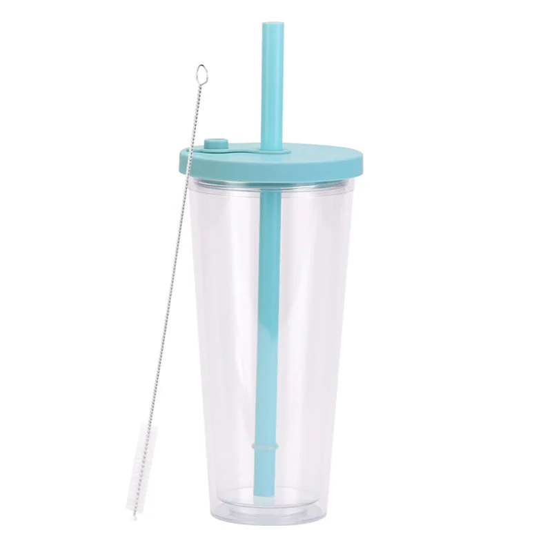2026 New Cross-border Double-layer Eco-Friendly Plastic Large Hole Transparent Bubble Tea BOBA Straw Cup Customized preview 6