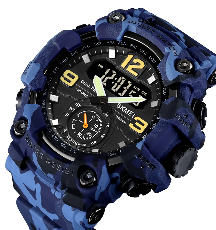 Reloj militar barato SKMEI 1637 relojes digitales analógicos reloj deportivo más barato para hombre WR 50m cubierta trasera de acero inoxidable