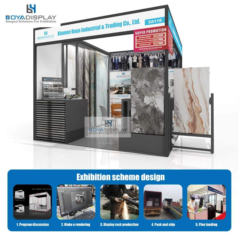 Customize Building Materials Exhibition Display Stands Showroom Solution Display Rack for Natural Stone Marble Granite