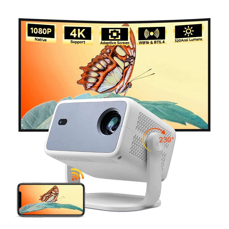 Hotack L018 Portable Mini Projector - Native 1080P Full HD, Smart