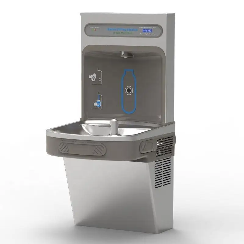 Vertical Wall Water Dispenser Connected to Municipal Water Can Filter Hot and Cold Water for School Public Places Auto Sensing