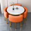 Orange leather imitation stone pattern table gold rack