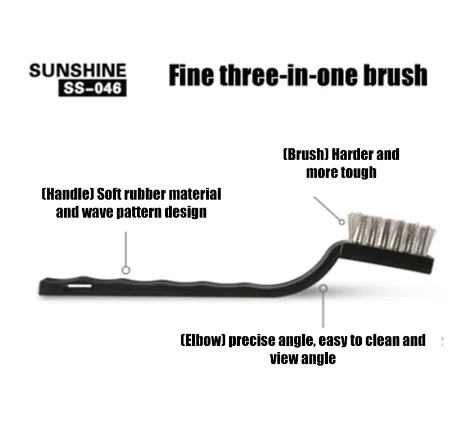 SUNSHINE SS-046 3 In1 Mobile Phone Repair Motherboard Anti-static Steel Brush Fine Cleaning Brush Repair Soft Brush Cleaning