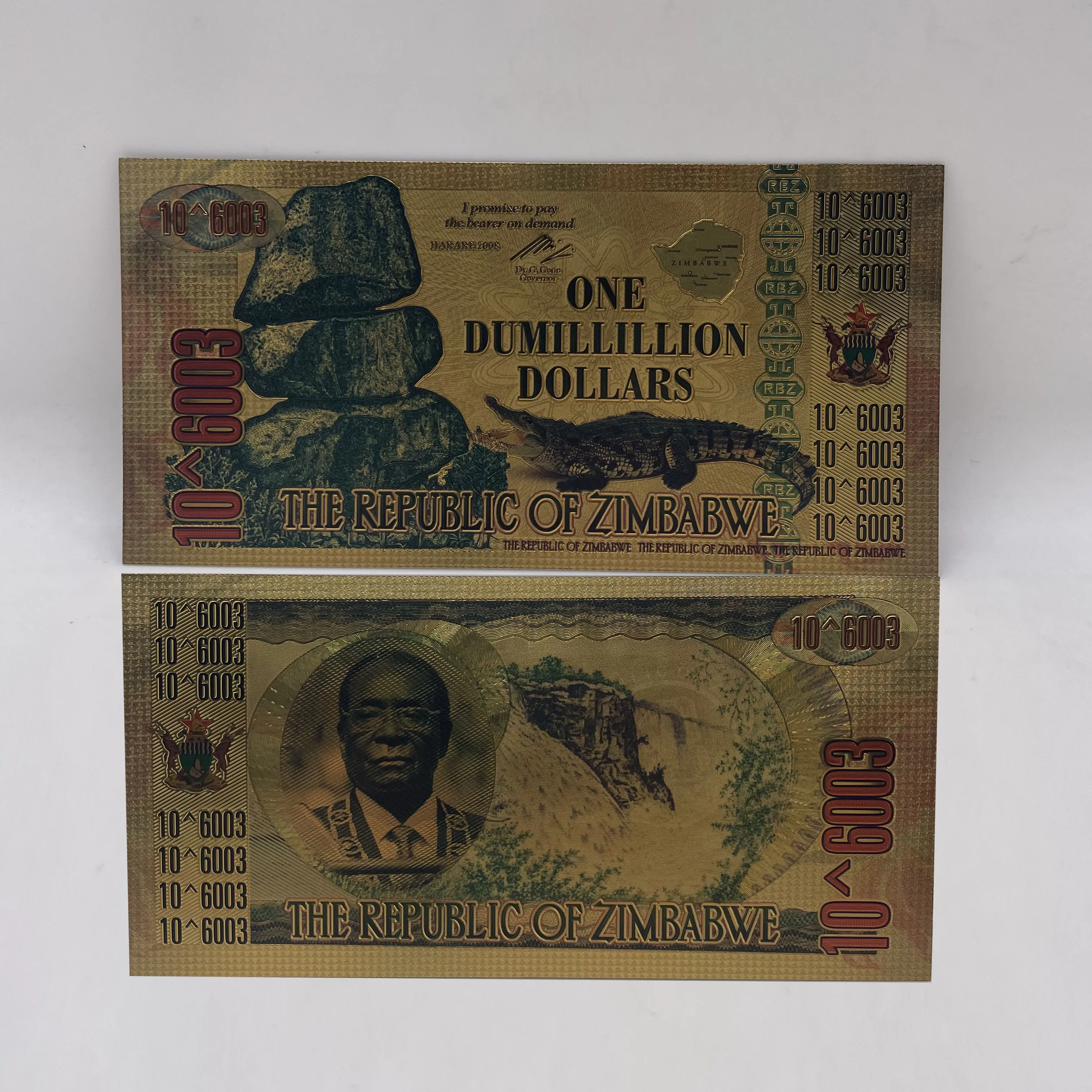 Set Of 10 Zimbabwe 100 Trillion Dollars Silver Banknote NON - Foto 6