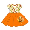 Hello Fall Maple Leaf Crisscross Back Dress