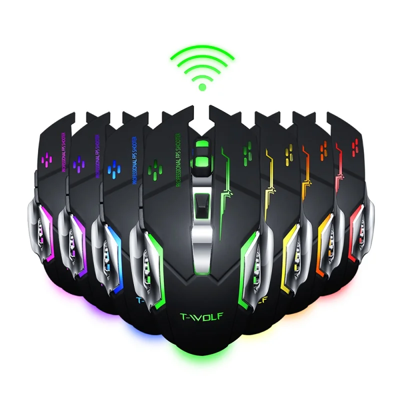 Q13 LED Backlit USB Optical Ergonomic Rechargeable Wireless Mouse for Gaming Laptops Computer Mouse Gamer LOL
