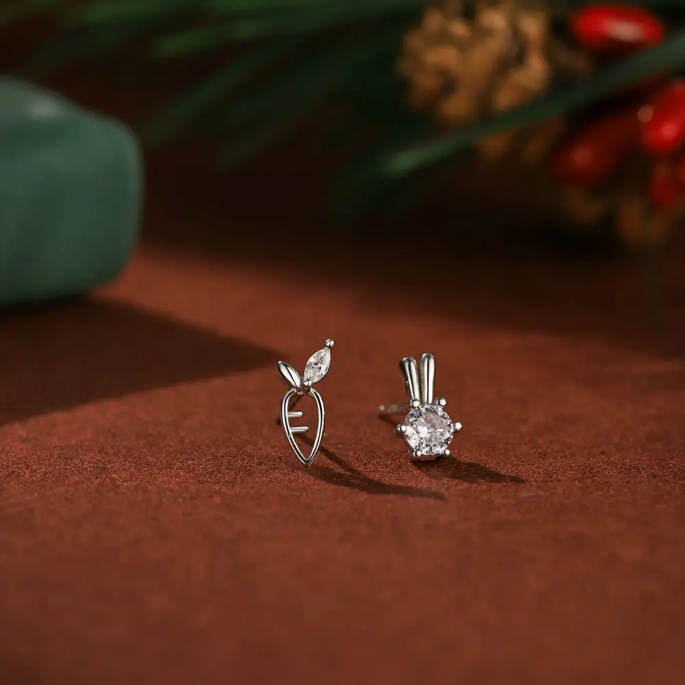 KAKODIY 18K Gold Plated Bunny Carrot 925 Sterling Silver Easter Earrings Cubic Zircon Stud Earrings Accessories Women detail 1