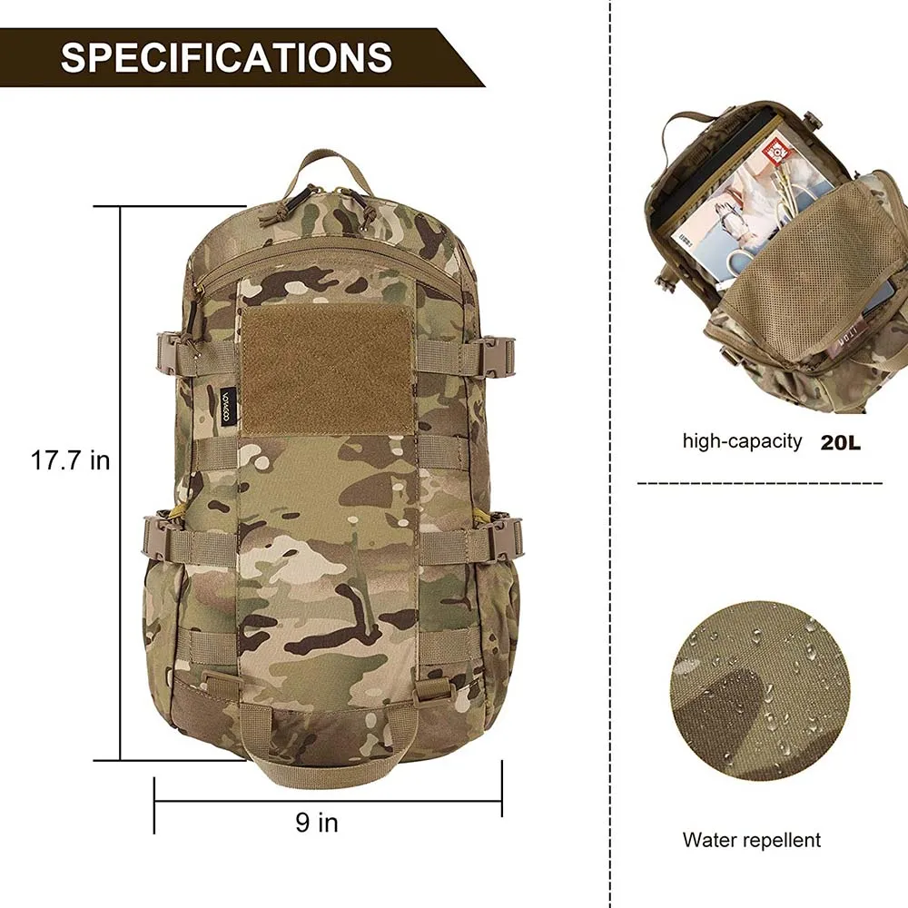 Oleaderbag Assault Backpack Men's Practical Assault Bag Outdoor 20L Bag Hiking Backpack