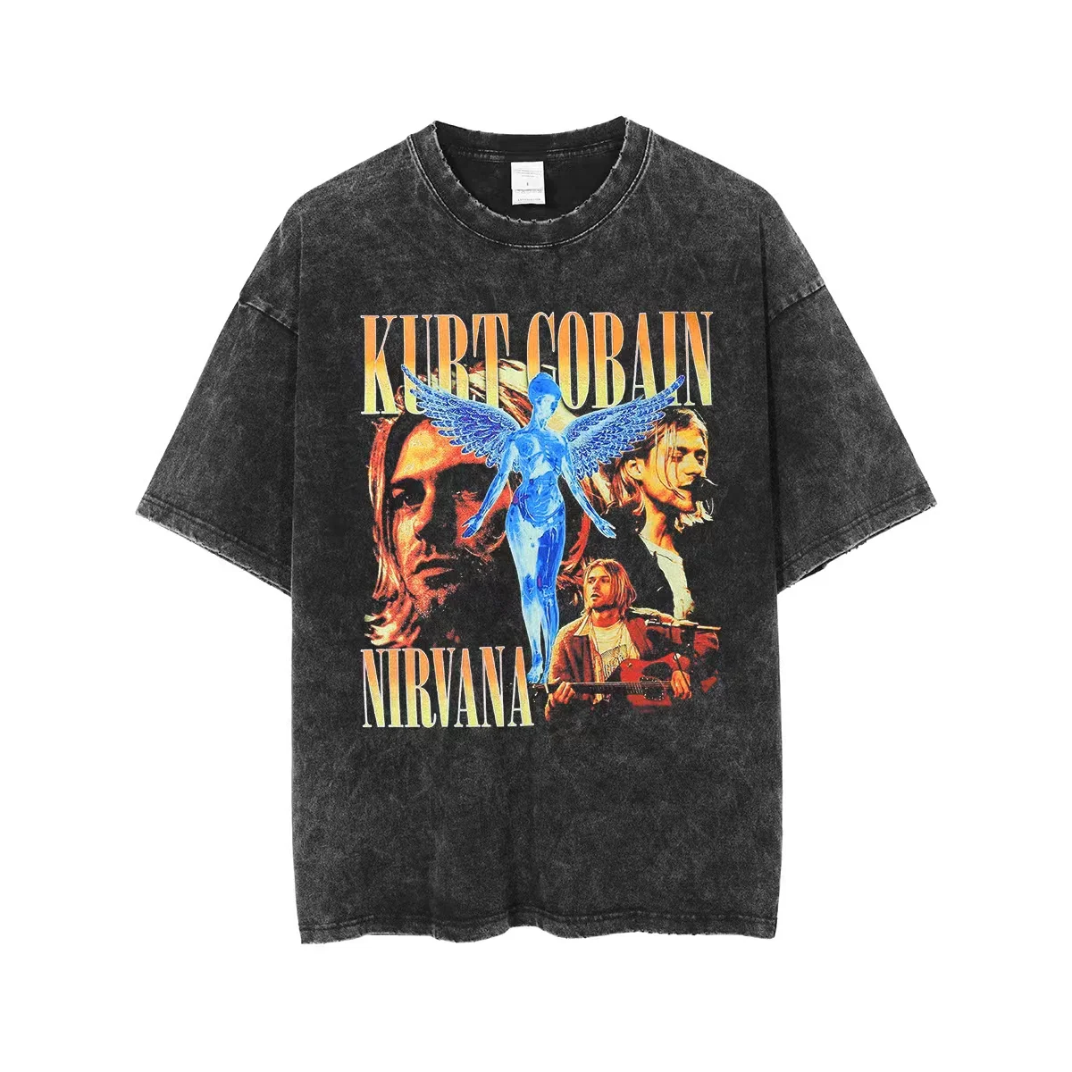 Pure cotton]READY STOCK Top Quality Metal Rock Band Shirt Custom Print  Streetwear Nirvana Bleach In Colour 02 White Tshirt Design