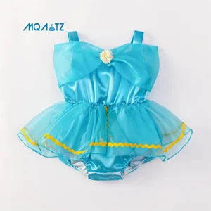 MQATZ New Arrival Girls Blue Cosplay Princess Dress Solid Pattern Newborn Costume for Little Princess APF02