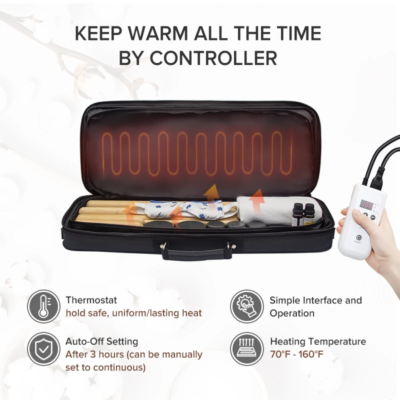 Bambus-Massagestbe Wrmer-Set Tragbares Elektrisches Professionelles  Massagegert Wrmetherapie-Kit Digitaler Temperaturregler