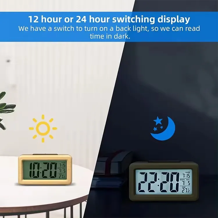 Eco-friendly Wooden Material Made Specifition Having a Sense of Technology Small Digital Backlight Alarm Table Wooden Clock