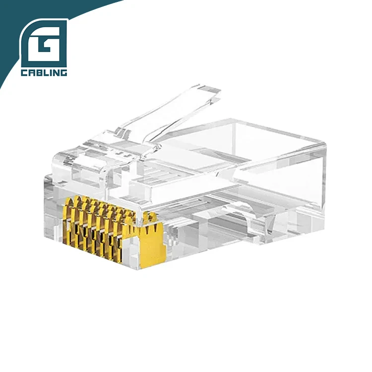 Gcabling Ethernet RJ45 Conector Cat5e Cat6 Pass Through 8P8C Modular Plug UTP Insert Cat 6 RJ45 Connector