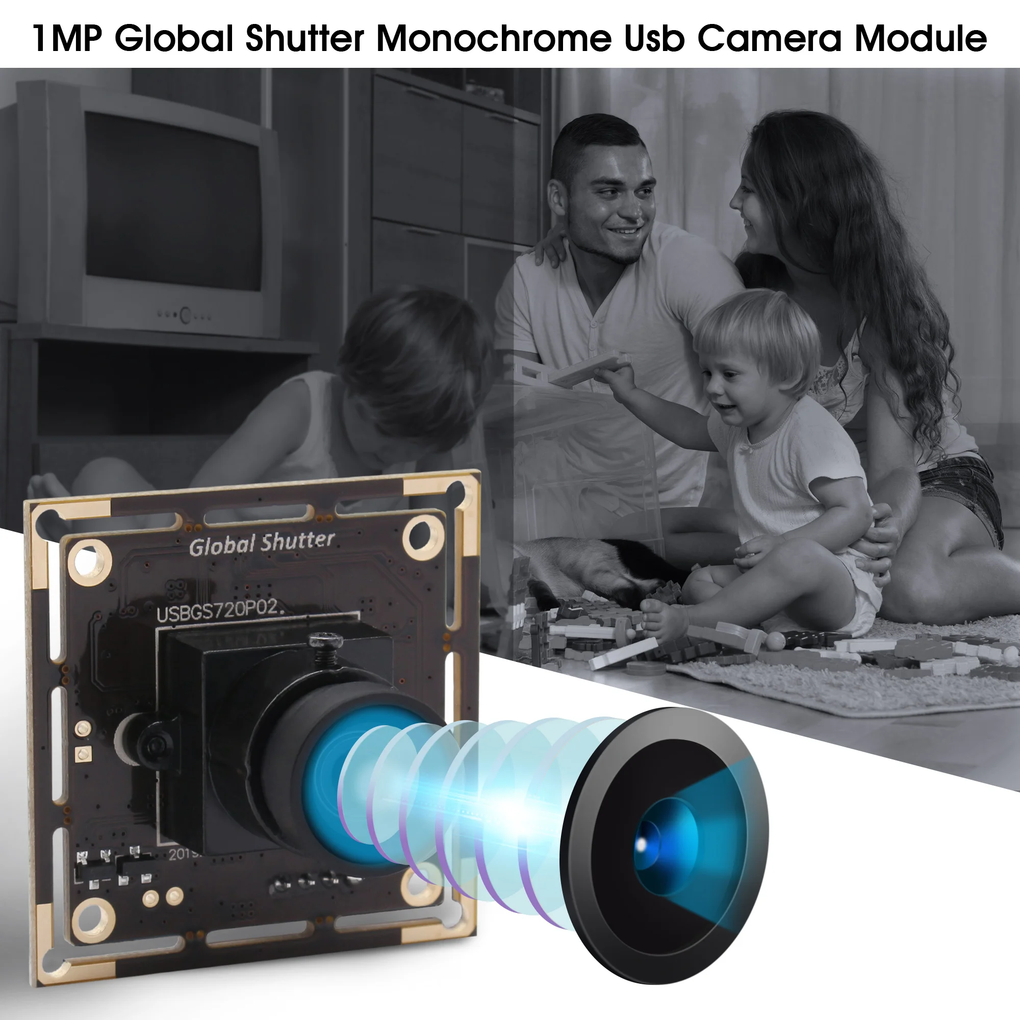 ELP No Distortion Lens USB Camera Global Shutter 1280X720p 60fps Free Driver Plug and Play USB Web Camera