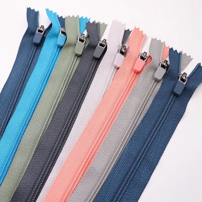 Semi-auto Lock Rubber Puller Small Nylon Zipper #3#5 Reversible Invisible Zipper Reverse for Jersey Cycling Zipper