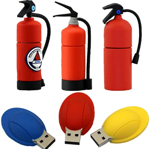 Classic Fire Extinguisher Shaped PVC USB Flash Drive 8GB 16GB 64GB 32GB Capacity Cle Usb Memory Stick Promotional Gift Silicone