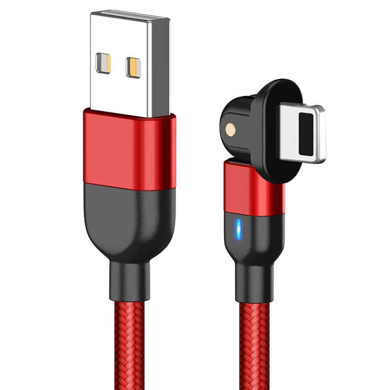 Лидер продаж, высококачественный usb-кабель для быстрой зарядки 3 А, зарядное устройство для iphone, кабель micro, type C, вращающийся usb-кабель 180 L-образной формы