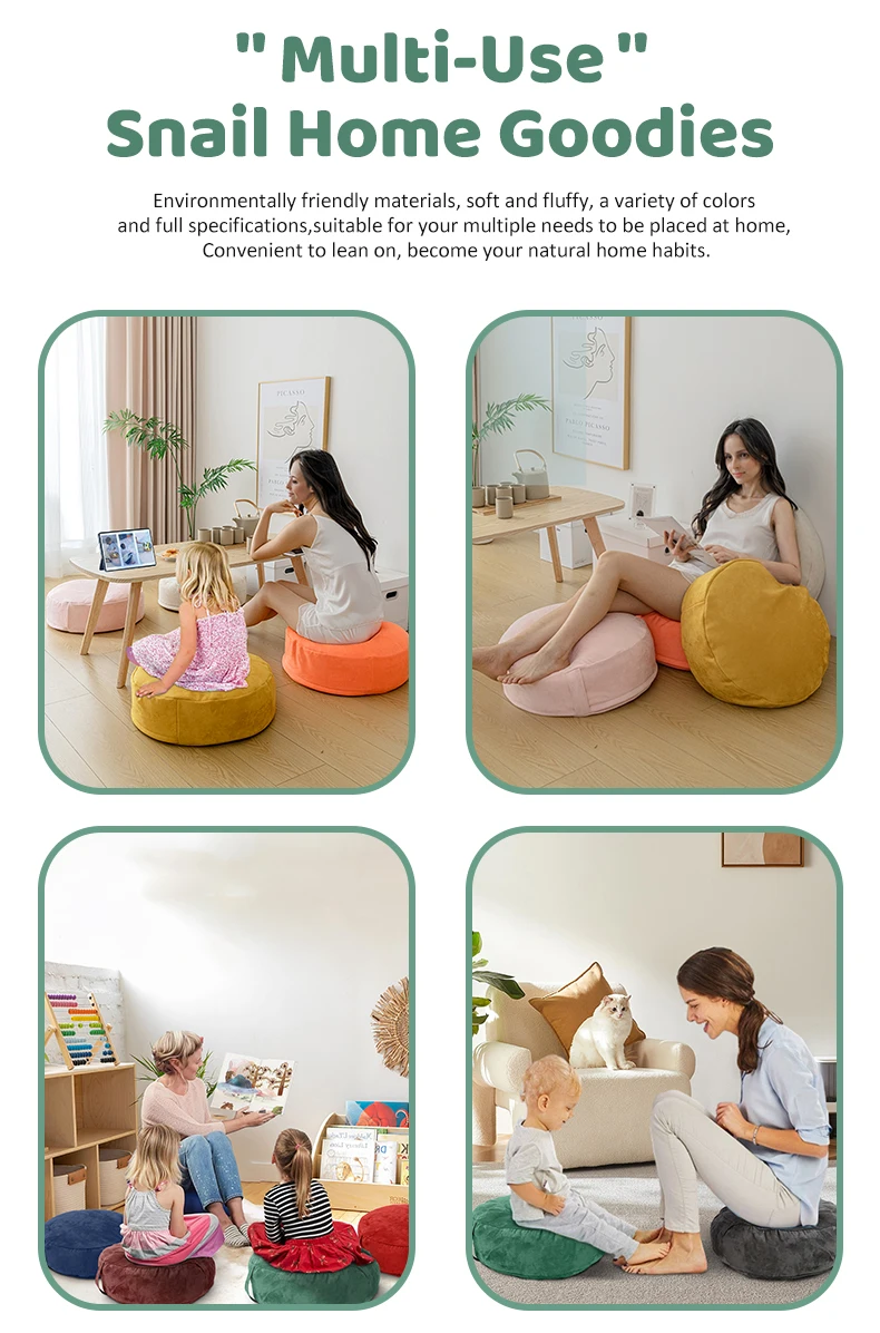 Stylish 19-Inch Round Pillow Mat Stackable Kids Indoor Snuggle Floor Pillows for Yoga Living Room Tatami Teepees